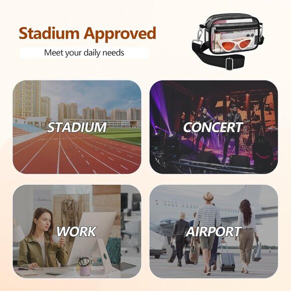 Clear Bag for Stadium Events Clear Purse with Removable Strap Transparent Bag fo - Picture 6 of 6